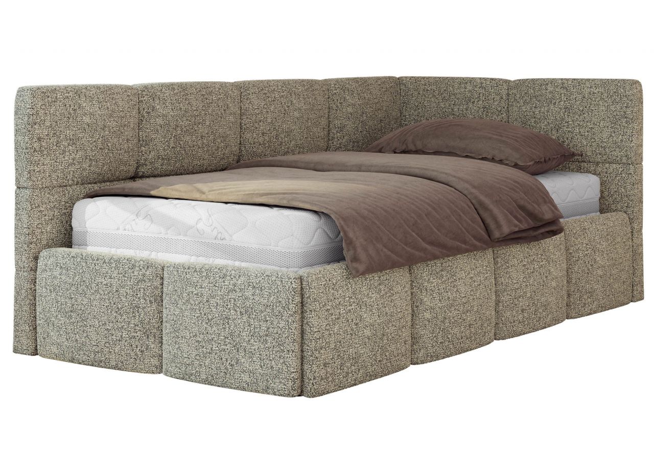 Łóżko młodzieżowe - ARVO 90x200 - materac piankowy - szary, struktura - strona prawa