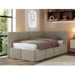 Łóżko młodzieżowe - ARVO 90x200 - ciemnobeżowy, struktura - strona prawa