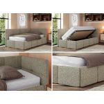 Łóżko młodzieżowe - ARVO 90x200 - ciemnobeżowy, struktura - strona prawa