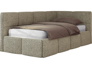 Łóżko młodzieżowe - ARVO 90x200 - materac pocket - ciemnobeżowy, struktura - strona prawa