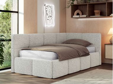 Łóżko młodzieżowe - ARVO 90x200 - jasnoszary, struktura - strona prawa