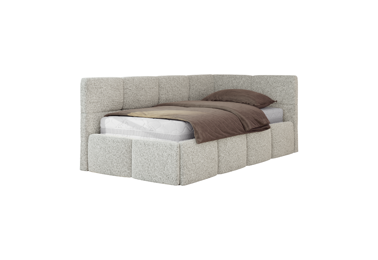 Łóżko młodzieżowe - ARVO 90x200 - materac piankowy - jasnoszary, struktura - strona prawa