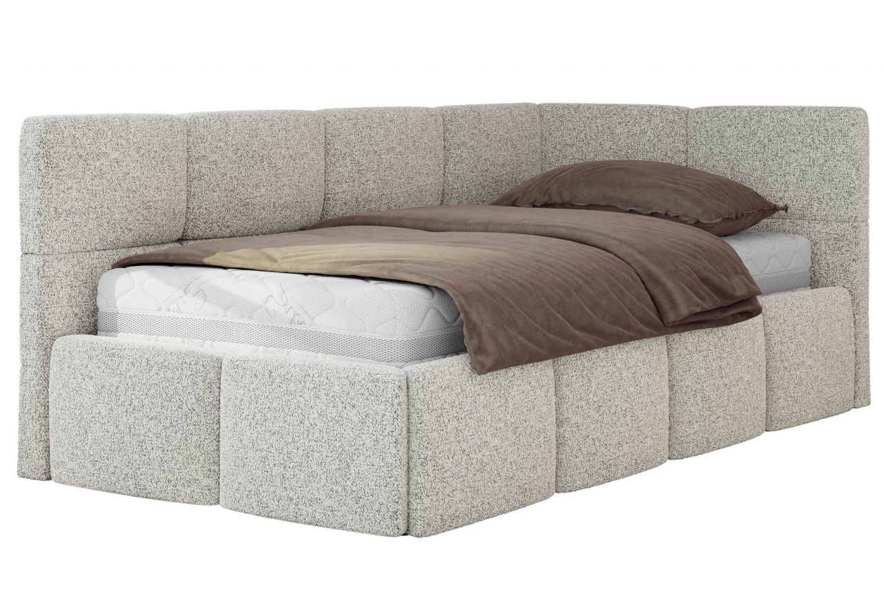 Łóżko młodzieżowe - ARVO 90x200 - materac piankowy - jasnoszary, struktura - strona prawa