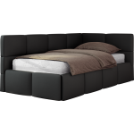 Łóżko młodzieżowe - ARVO 90x200 - czarny, ekoskóra - strona prawa