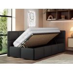 Łóżko młodzieżowe - ARVO 90x200 - czarny, ekoskóra - strona prawa