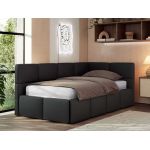 Łóżko młodzieżowe - ARVO 90x200 - materac multipocket - czarny, ekoskóra - strona prawa