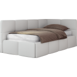 Łóżko młodzieżowe - ARVO 90x200 - biały, ekoskóra - strona prawa