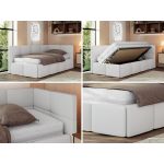 Łóżko młodzieżowe - ARVO 90x200 - materac multipocket - biały, ekoskóra - strona prawa