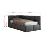 Łóżko młodzieżowe - ARVO 90x200 - szary, ekoskóra - strona prawa