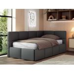 Łóżko młodzieżowe - ARVO 90x200 - materac multipocket - szary, ekoskóra - strona prawa