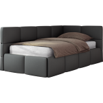 Łóżko młodzieżowe - ARVO 90x200 - materac multipocket - szary, ekoskóra - strona prawa