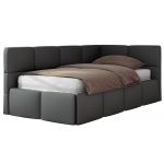 Łóżko młodzieżowe - ARVO 90x200 - materac piankowy - szary, ekoskóra - strona prawa