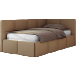 Łóżko młodzieżowe - ARVO 90x200 - materac pocket - brązowy, ekoskóra - strona prawa