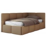 Łóżko młodzieżowe - ARVO 90x200 - materac pocket - brązowy, ekoskóra - strona prawa