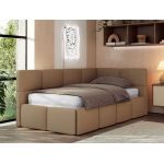 Łóżko młodzieżowe - ARVO 90x200 - materac piankowy - brązowy, ekoskóra - strona prawa