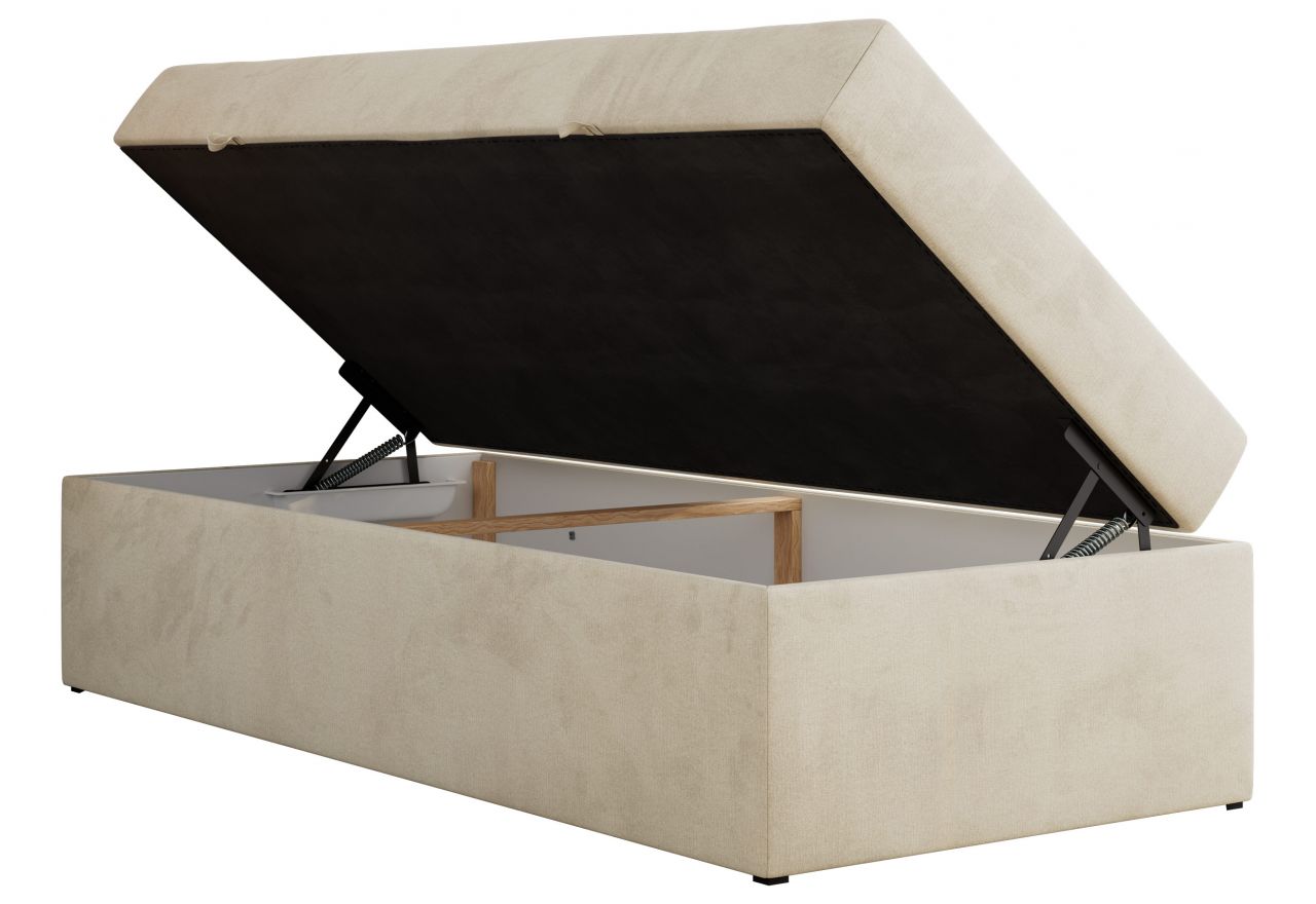 Łóżko kontynentalne ZERO 90x200 - H3 - beżowy, welwet - topper T25