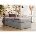 Łóżko kontynentalne ZERO 90x200 - H3 - jasnoszary, welwet - topper T25