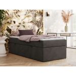 Łóżko kontynentalne ZERO 90x200 - H3 - ciemnoszary, welwet - topper T25