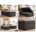 Łóżko kontynentalne ZERO 90x200 - H3 - ciemnoszary, welwet - topper T25