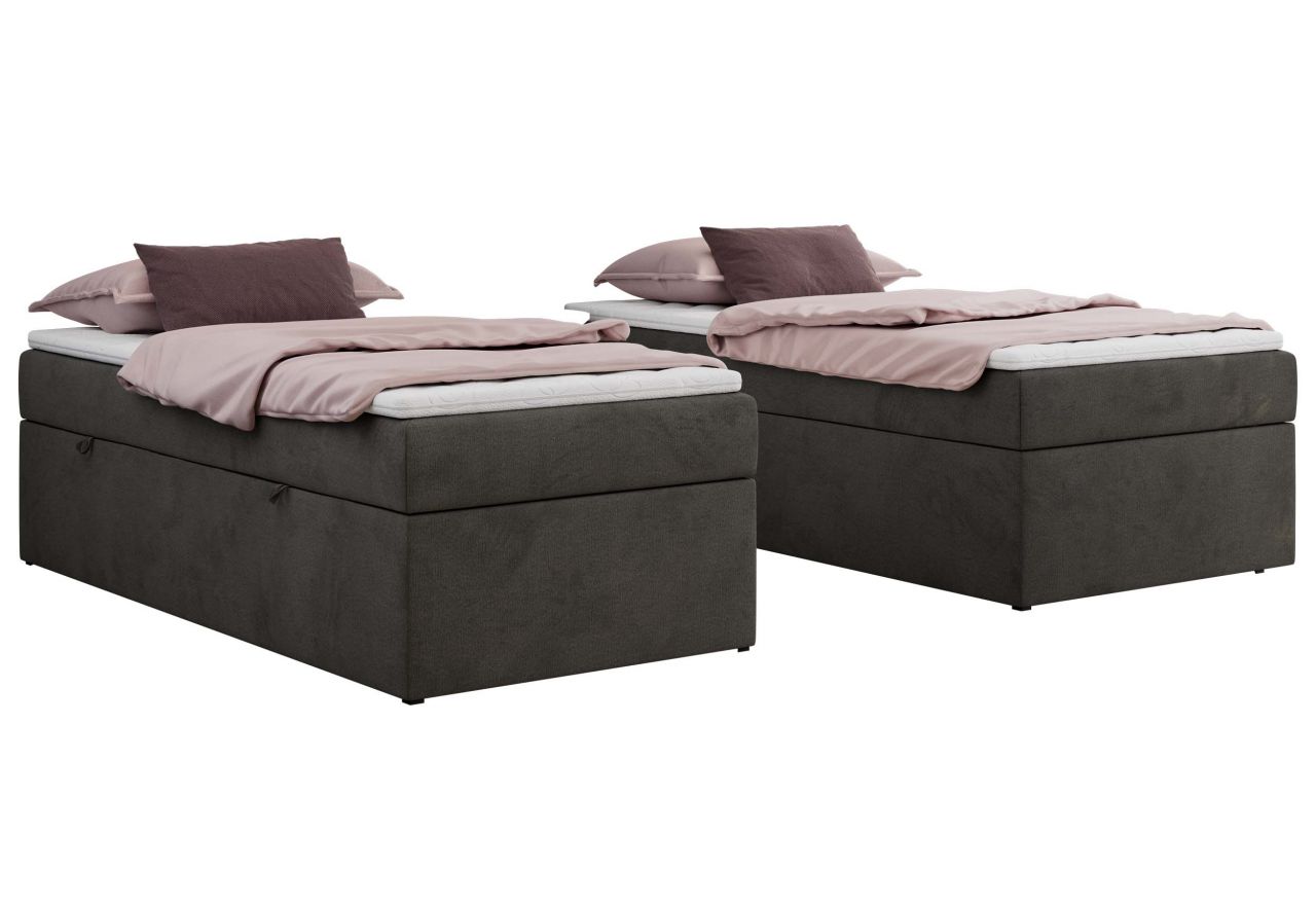 Łóżko kontynentalne ZERO 90x200 - H3 - ciemnoszary, welwet - topper T25