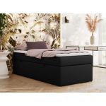 Łóżko kontynentalne ZERO 90x200 - H3 - czarny, ekoskóra - topper T25