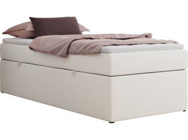 Łóżko kontynentalne ZERO 90x200 - H3 - biały, ekoskóra - topper T25