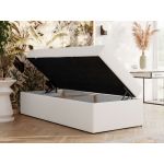 Łóżko kontynentalne ZERO 90x200 - H3 - biały, ekoskóra - topper T25