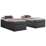 Łóżko kontynentalne ZERO 90x200 - H3 - szary, ekoskóra - topper T25