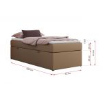Łóżko kontynentalne ZERO 90x200 - H3 - brązowy, ekoskóra - topper T25