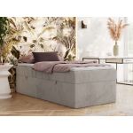 Łóżko kontynentalne ZERO 90x200 - H3 - jasnoszary, plusz - topper T25