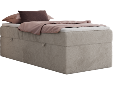 Łóżko kontynentalne ZERO 90x200 - H3 - jasnoszary, plusz - topper T25