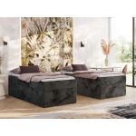 Łóżko kontynentalne ZERO 90x200 - H3 - ciemnoszary, plusz - topper T25