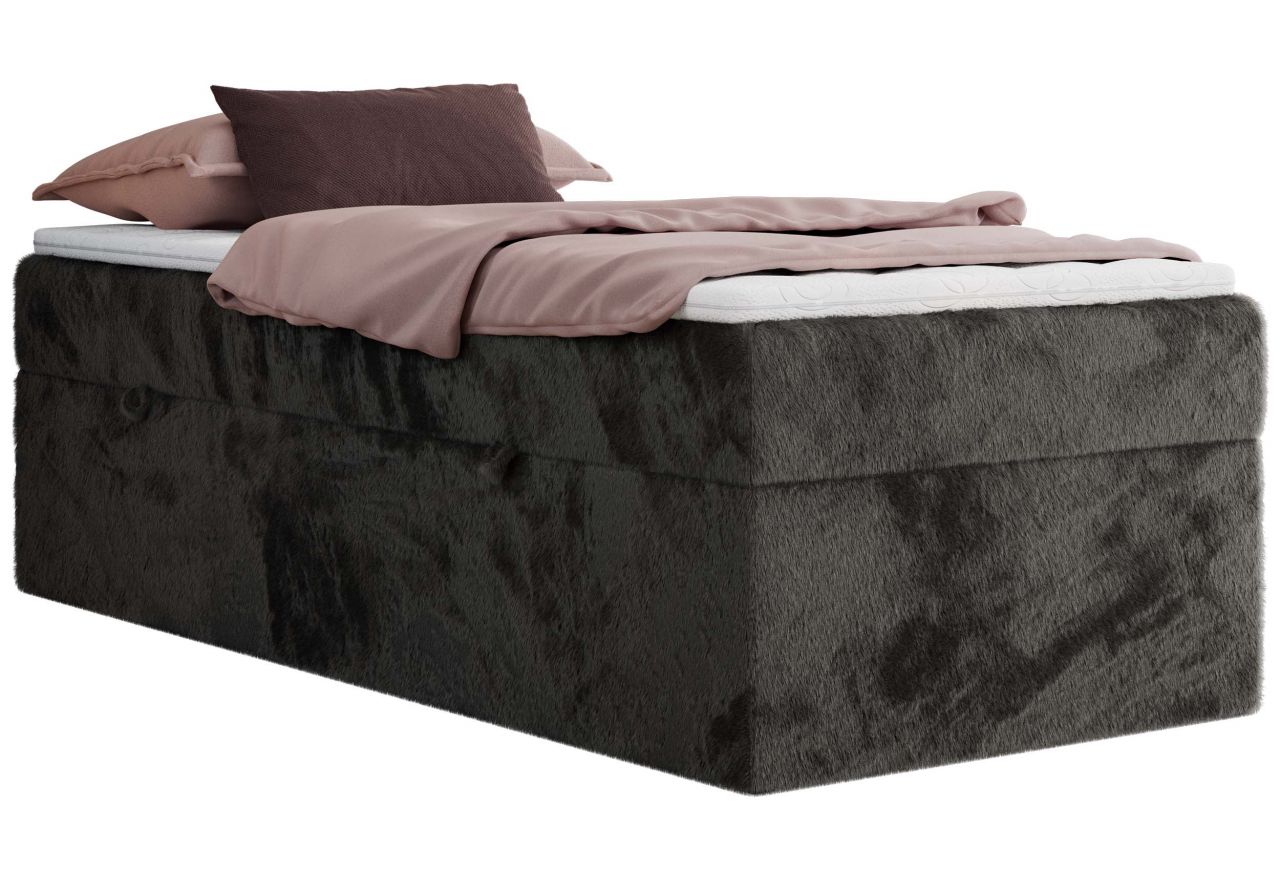 Łóżko kontynentalne ZERO 90x200 - H3 - ciemnoszary, plusz - topper T25