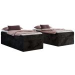 Łóżko kontynentalne ZERO 90x200 - H3 - czarny, plusz - topper T25