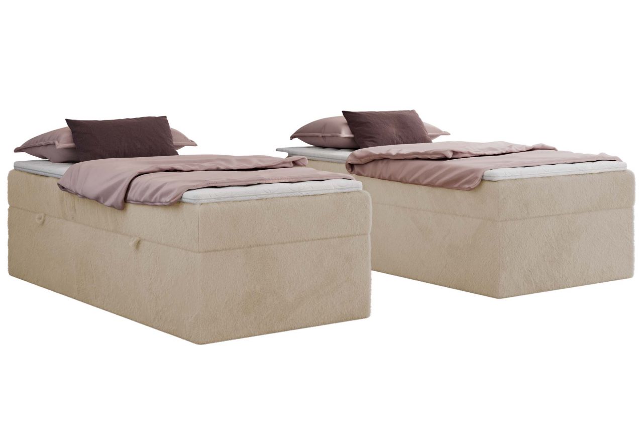 Łóżko kontynentalne ZERO 90x200 - H3 - kremowy, plusz - topper T25