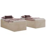 Łóżko kontynentalne ZERO 90x200 - H3 - kremowy, plusz - topper T25