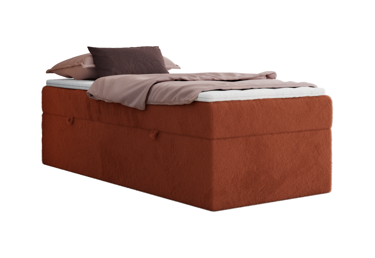 Łóżko kontynentalne ZERO 90x200 - H3 - pomarańczowy, plusz - topper T25