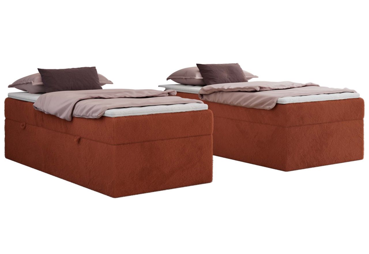 Łóżko kontynentalne ZERO 90x200 - H3 - pomarańczowy, plusz - topper T25