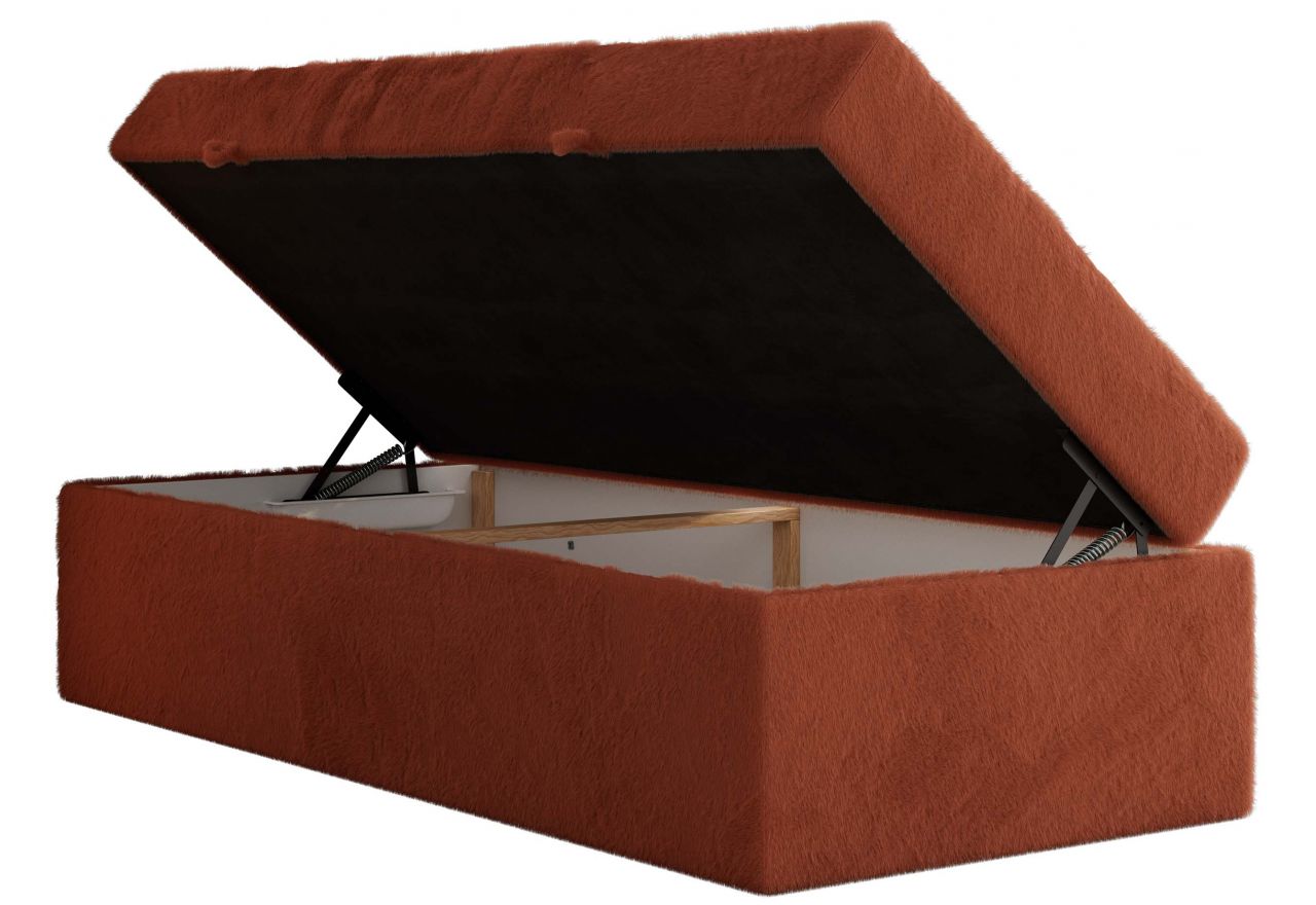 Łóżko kontynentalne ZERO 90x200 - H3 - pomarańczowy, plusz - topper T25