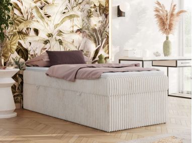 Łóżko kontynentalne ZERO 90x200 - H3 - beżowy, sztruks - topper T25