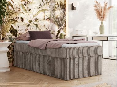 Łóżko kontynentalne ZERO 90x200 - H3 - jasnobrązowy, sztruks - topper T25