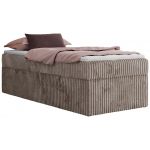 Łóżko kontynentalne ZERO 90x200 - H3 - jasnobrązowy, sztruks - topper T25