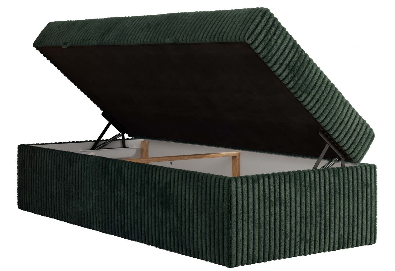 Łóżko kontynentalne ZERO 90x200 - H3 - ciemnozielony, sztruks - topper T25