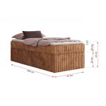 Łóżko kontynentalne ZERO 90x200 - H3 - pomarańczowy, sztruks - topper T25