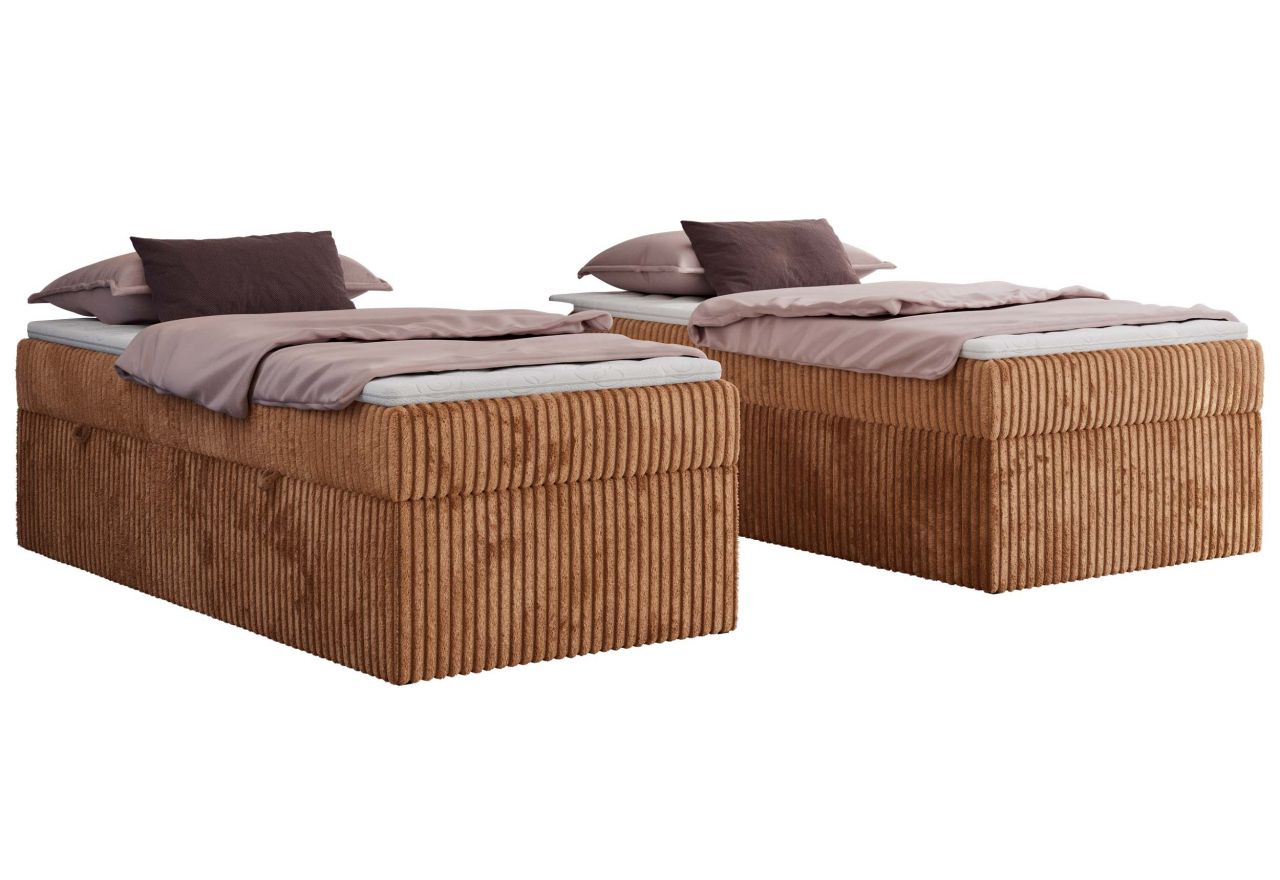 Łóżko kontynentalne ZERO 90x200 - H3 - pomarańczowy, sztruks - topper T25