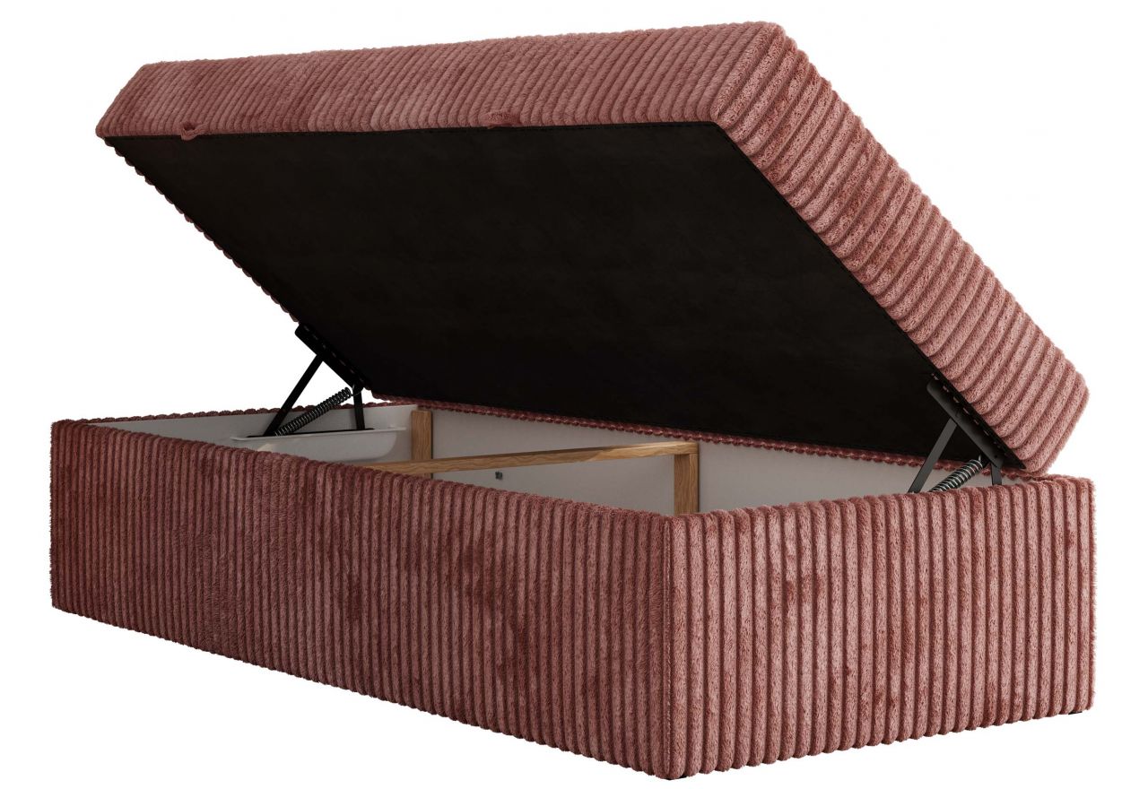 Łóżko kontynentalne ZERO 90x200 - H3 - różowy, sztruks - topper T25