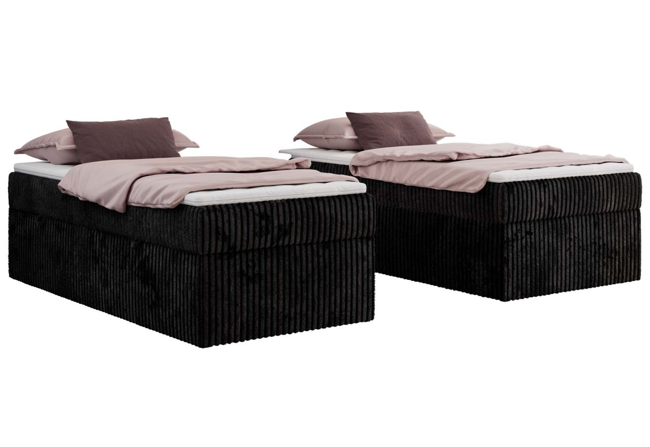 Łóżko kontynentalne ZERO 90x200 - H3 - czarny, sztruks - topper T25