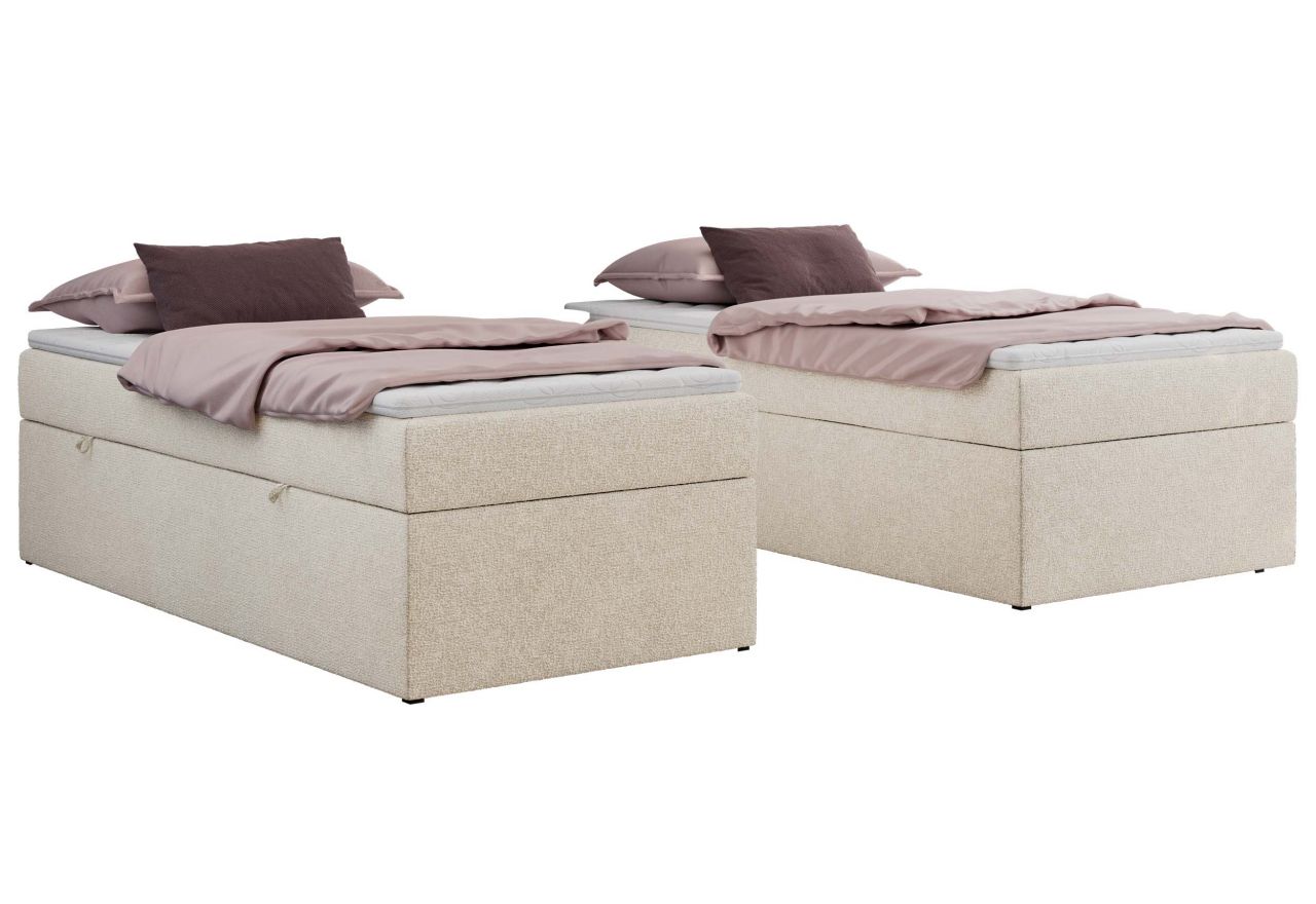 Łóżko kontynentalne ZERO 90x200 - H3 - kremowy, struktura - topper T25