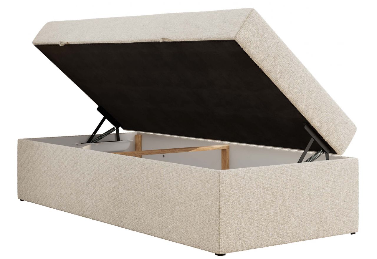 Łóżko kontynentalne ZERO 90x200 - H3 - kremowy, struktura - topper T25