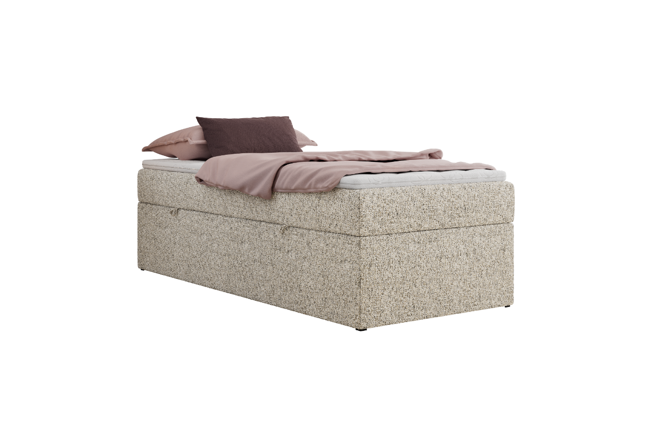 Łóżko kontynentalne ZERO 90x200 - H3 - beżowy, struktura - topper T25